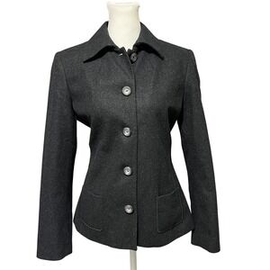 Vtg Harve Benard Blazer Structured Jacket Charcoal Gray Wool Blend Womens Size 6